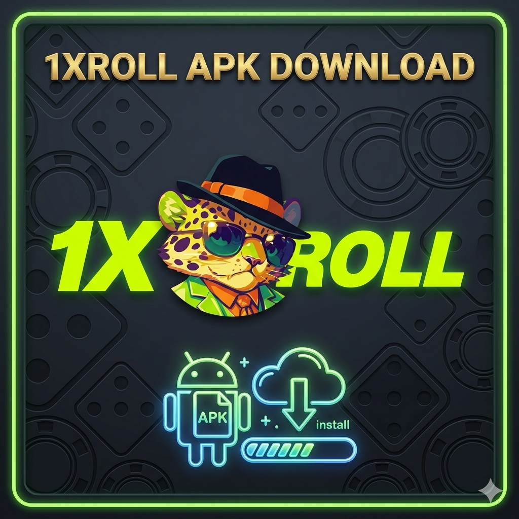 1Xroll Casino Apk 下载图片，包含 1Xroll Login、1Xroll Register 和 1Xroll Download 入口